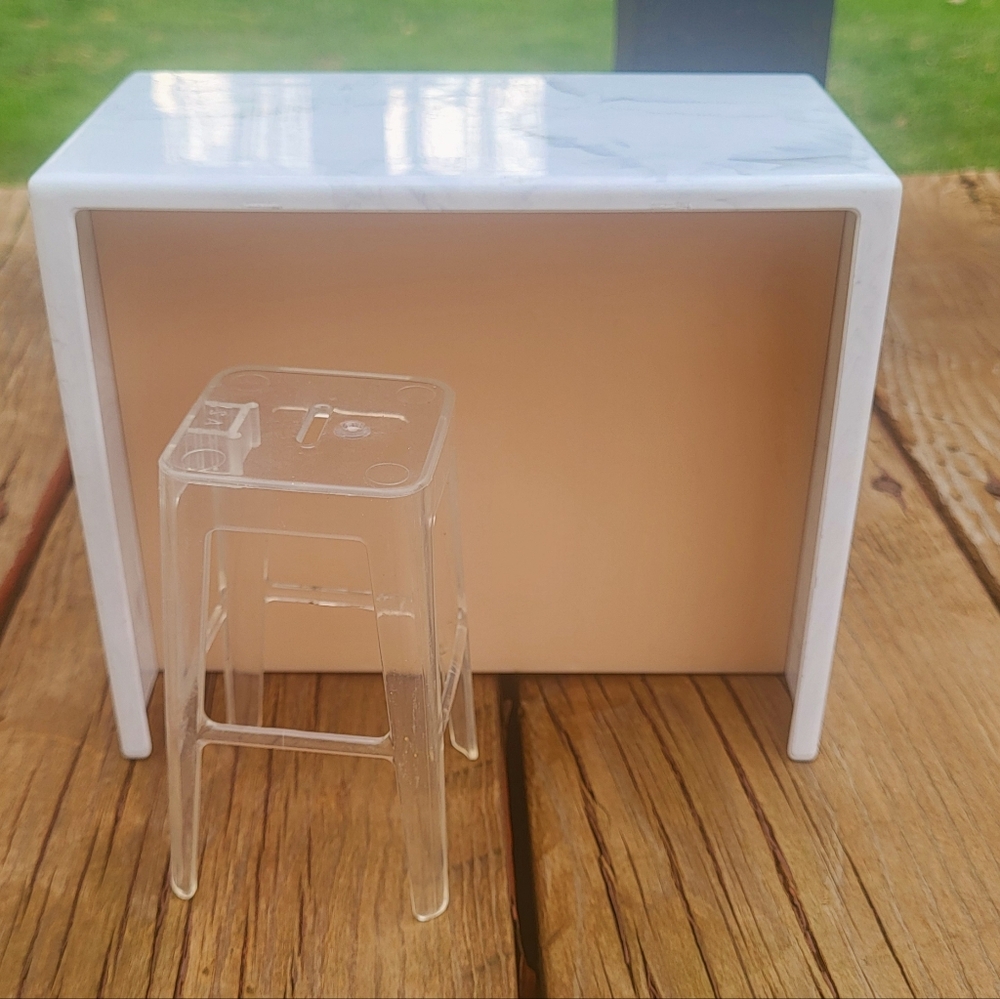 White Doll Table with Clear Stool Playset - Kids Toys Dolls & Accessories